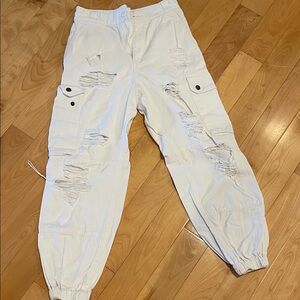Carmar White Distressed Joggers